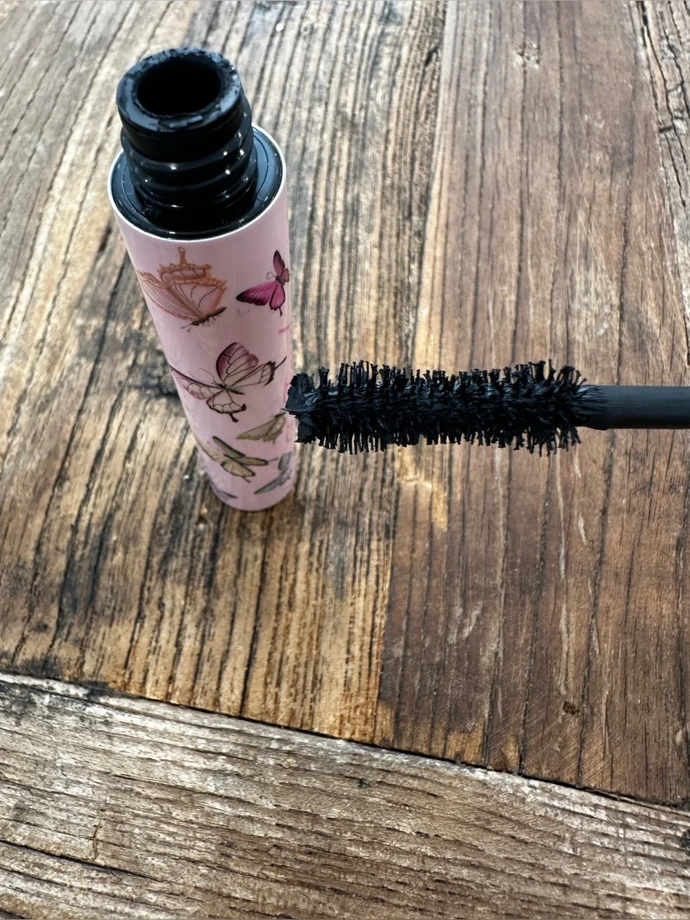 Too Faced Mascara Tube in Light Pink with Butterfly Accents